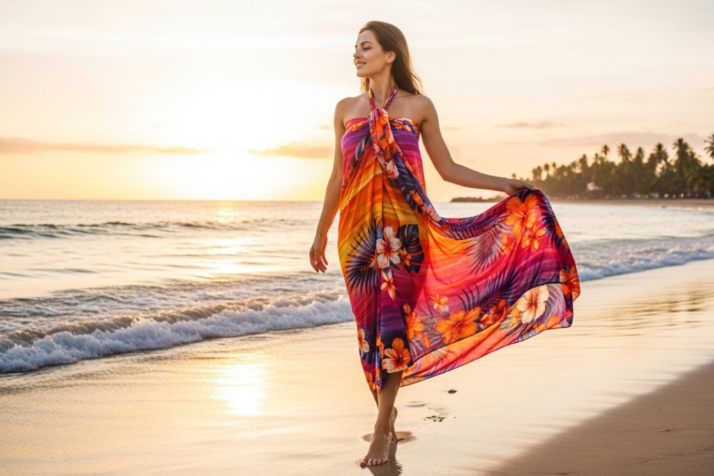 Wie ein Strand-Sarong-Wickelkleid Ihren Urlaubslook verwandelt Strand-Sarong-Wickelkleid
