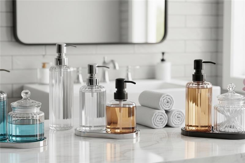 Elegante Badroutinen mit Glas-Seifenspender-Sets gestalten Glas-Seifenspender-Set