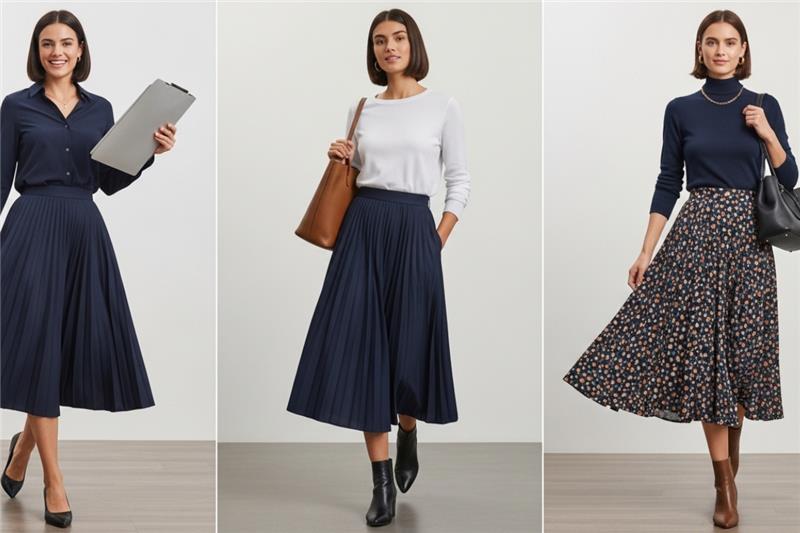Midi-Rock-Outfits, die im Büro, am Wochenende und bei lockeren Events funktionieren Midi-Rock