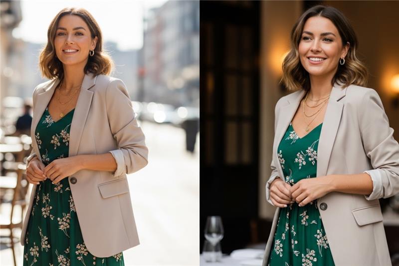 Kombination von Tankkleid mit Blazer für vielseitige Outfits vom Tag bis zum Abend Tankkleid